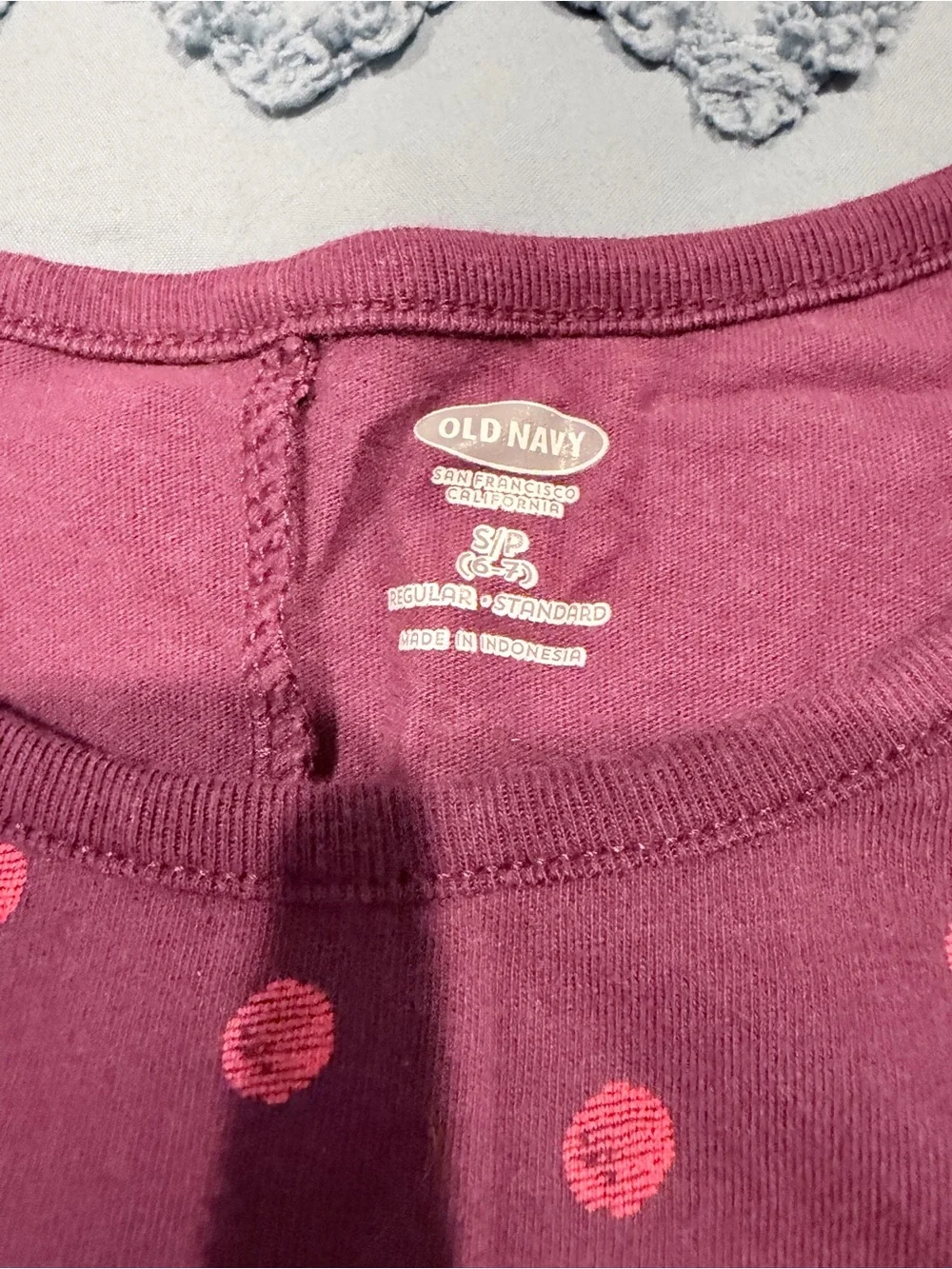 Old Navy Raspberry Dress with Light Pink Polka Dots